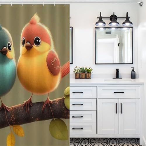 Rideau de douche oiseau en polyester lavable contre les moisissures