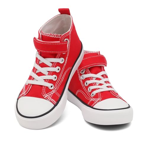 AOVOG Little Kids Shoes Girls Boys High Top Black Canvas Sneakers, Kids Walking Non-Slip Casual School Shoe,13