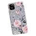 YeLoveHaw New iPhone 11 Pro Max Case for Girls, Flexible Soft Slim Fit Full-Around Protective Cute Phone Case Cover with Purple Floral & Gray Leaves Pattern for iPhone 11ProMax 6.5 Inch(Pink Flowers)