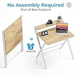 GreenForest Folding Desk No Assembly Required Small Size, 2-Tier Foldable Computer Desk with Shelf for Home Office, Space Saving Portable Laptop Study Foldable Table for Small Spaces, Oak - Image 4