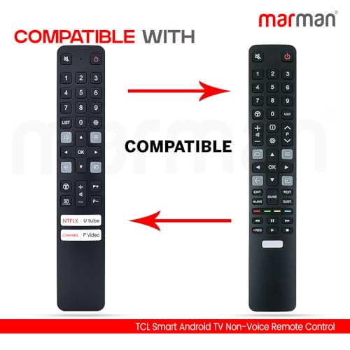 Image of marman Compatible with TCL Smart TV Remote Control Original Model RM-L1673 V2 Non Voice Command with Netflix, YouTube, Prime Video hotkeys Suitable for LED, LCD, UHD, QLED and 4K Android Television