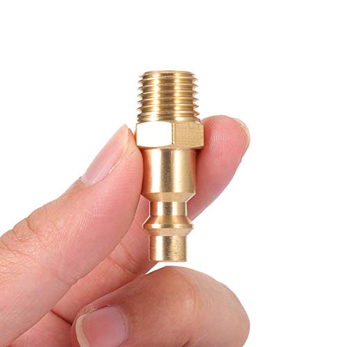 Brass 1/4-Inch Npt Male Industrial Air Hose Quick Connect Adapter,Air Coupler And Plug Kit,Air Compressor Fittings 10Pcs (Male Npt) #TOP4