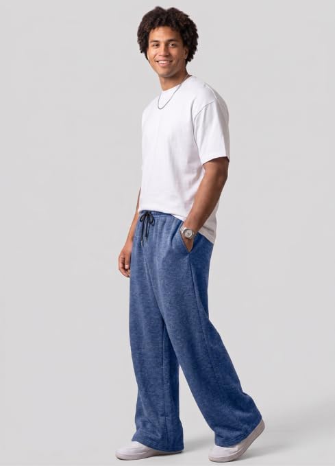 Image of Pure Cotton Men's Baggy Lower | Lower for Man Loose Fit with Pockets & Elastic Waist I Baggy fit Lowers for Gym, Jogging & Casual Wear