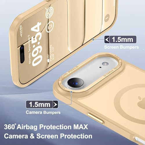 Newfuture Magnetic for iPhone Air Case [Compatible with Magsafe] [Military Grade Drop Protection] Matte Anti-Scratch Shockproof Protective Phone Cover for Replacement Batteries, Creamy Yellow — view 6