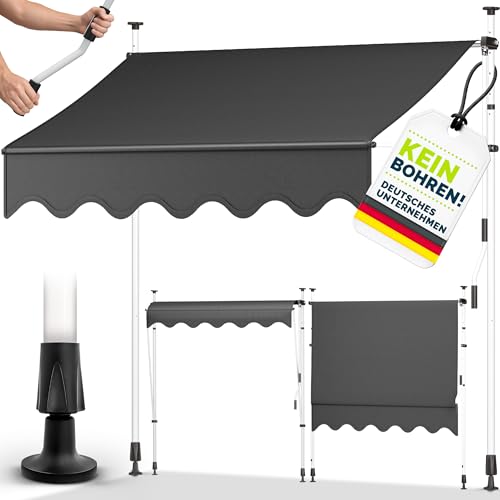 tillvex Klemmmarkise mit Handkurbel Balkon | Balkonmarkise ohne...
