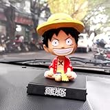 ZKTSRY Figura de acción de una pieza Bobbleheads Anime Luffy, soporte de teléfono con cabeza agitada, decoración de salpicadero de coche, figuras clásicas de anime para decoración del hogar, coche,