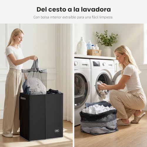 Miniatura 6 de Soledi Cesto Ropa Sucia Con Tapa - 145l Cubo Ropa Sucia De Gran Tamaño Con Bolsa Ropa Sucia - Cesta Ropa Plegable - Adecuada Para Baño Dormitorio Dormitorio Sala De Estar- Laundry Basket, Negro