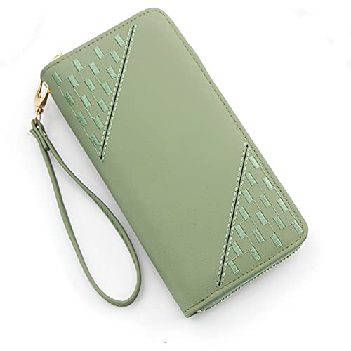 Long Korean Version of The Embroidery Fashion Zipper Bag Multi-Card Clutch Bag Ladies Wallets New Women's Wallet (Green)
