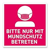 2x Aufkleber - BITTE NUR MIT MUNDSCHUTZ BETRETEN | Maskenpflicht...