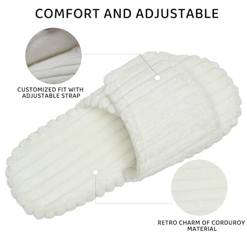 WateLves Cute Bow Slippers for Women Memory Foam Corduroy Open Toe Slide Slippers Ladies Cross Band House Shoes for Indoor Outdoor3