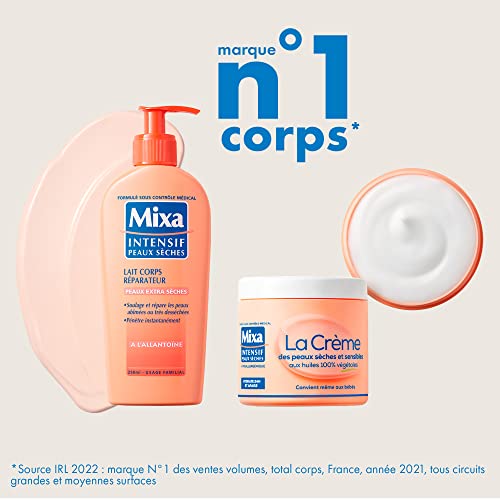 Mixa Intensif Peaux Sèches - La Crème des Peaux Sèches et Sensibles - Multi Usage Visage, Corps, Mains, Pieds - Nourrit 24h et Apaise - Pénétration Rapide - Hypoallergénique - Pot 400 ml (Lot de 2)