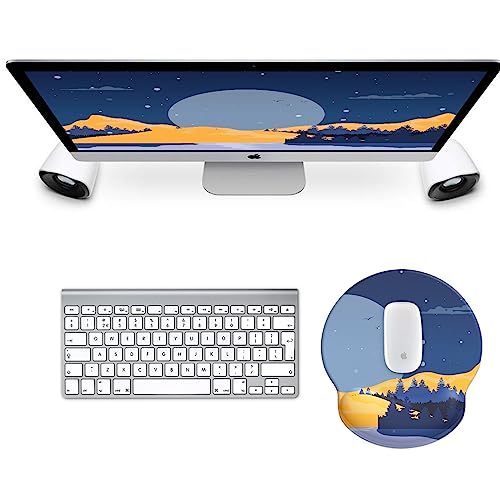 Image of eulps Mouse Pad with Wrist Rest, Comfortable Computer Mousepad with Gel Wrist Support Smooth Surface and Non-Slip PU Base for Pain Relief, Laptop, Office & Home (Moon Night)