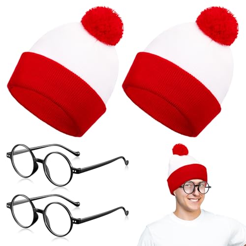 BBTO Accesorios de Carnaval Gorro con Pompón Rojo y Blanco y