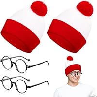 BBTO Accesorios de Carnaval Gorro con Pompón Rojo y Blanco y