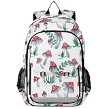 Zaino per computer portatile per bambini con funghi e piante rosse, scuola media, casual, borsa per laptop da viaggio quotidiano, A39.