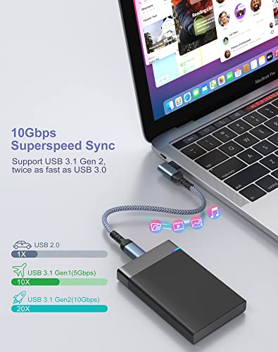 Eversame 2 Pack Usb C To Usb C 3.1 Gen 2 Cable 100W Right Angle Type C Video Output Cable Fast Charging Cable For Oculus Link, Macbook, Ipad Pro, Galaxy S22, Google Pixel(Grey-1.5Ft) #TOP3