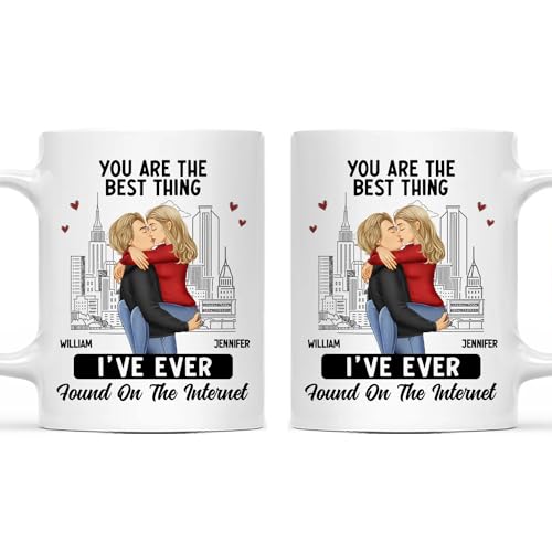 QDArtStore Personalized Couple Mug You're The Best Thing I Found On Internet Mug Valentine Day Gift For Husband Wife Woman Men Him Her on Birthday Valentine Day