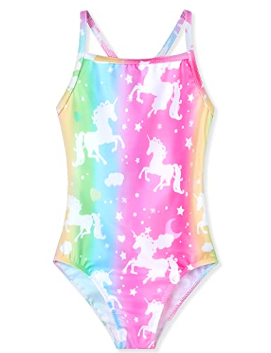 Image of TENVDA Girl's One Piece Swimsuit Sparkle Sleeveless One-Piece Bathing Suits Swimwear for Kids 2-12 Years Old