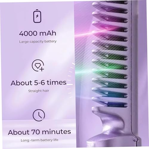 Peine Alisador Cerámico 2 en 1 Recargable USB Morado miniatura 5
