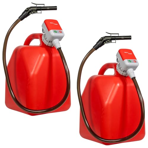 2PK of TERA PUMP 5th Gen TRFA01 Fuel Transfer Pump with Auto-Stop for Overfill Protection (2.7 GPM) Includes a Universal Threaded Adapter, Long Hose, Nozzle Clip for E15, E85, Gas, Diesel & More