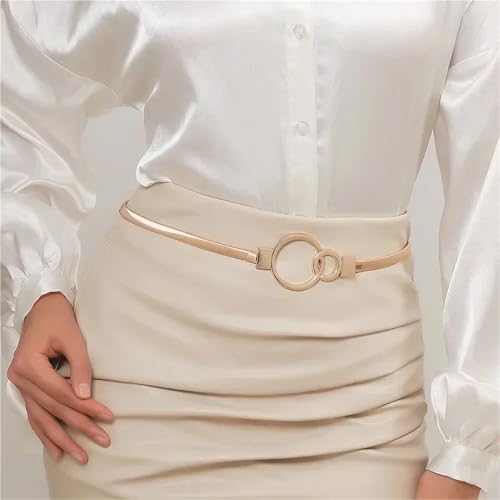 Ladies Belts Women Belt Circle Pin Buckle Chain Belt Elastic Dress Shirt Jeans Decoration Accessories Belt(Gold)2