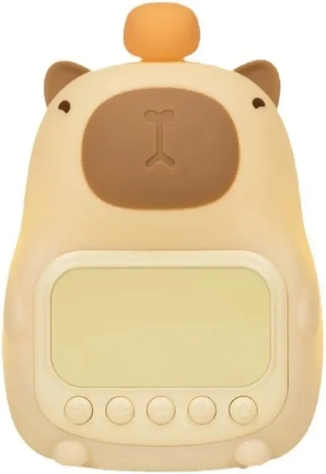 Relógio Despertador Luminária Infantil Capivara – LED Digital, Luz Noturna Touch, Alarme Duplo, Recarregável USB-C, Ideal para Crianças e Decoração