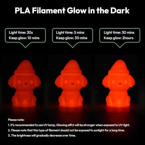 Image of AMOLEN Glow in the Dark PLA Filament,Shiny Silk & Glow 3D Printer Filament PLA Glow Filament 1.75mm Orange-Red, Best with UV Lamps, Dimensional Accuracy + /- 0.02 mm 1KG(2.2lb)