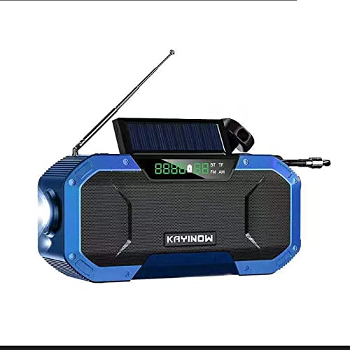 Kurbelradio mit Handyladefunktion, 5000mah Wiederaufladbare Wasserdicht Solar Notfallradio, Am/Fm Dynamo Radio mit Bluetooth-Audio, Led Lichter, Sos Warnung, Kompass Notfall Ausrüstung(Color:blue) Cover