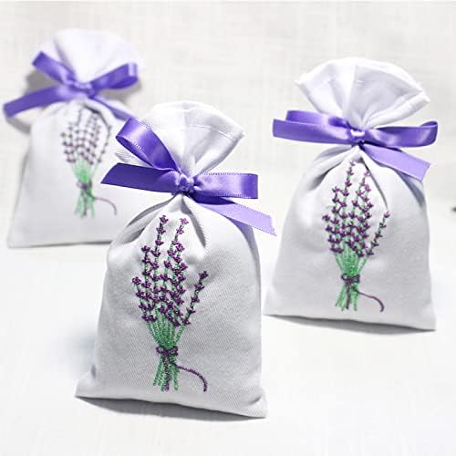 Wuyue Hua 6 pcs Lavender Sachet Bags, Organic Lavender Buds for Home Fragrance,Fresh Lavender Scent Deodorant Sachets Mosquito Repellent Sachet Bags