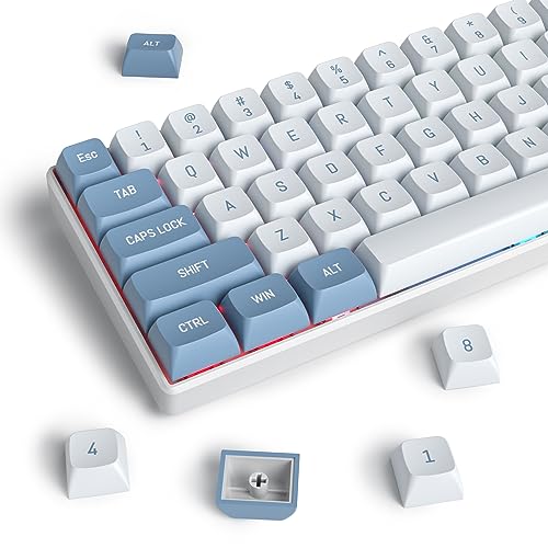 Image of PBT Blue Keycaps 60 Percent with 6.25U Space Bar OEM Profile for Cherry MX Switch Mechanical Gaming Keyboard (CSA-Shoko)