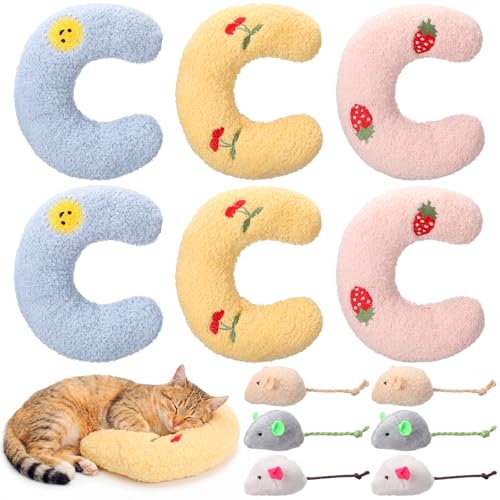 Sliner 6-Pack Cat Pillow & Toy