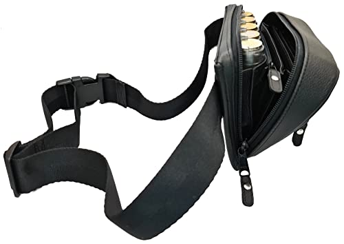 CLAIRE-FONCET Riñonera, cartera para camarero en cuero genuino cierre con cremallera YKK, con dispensador de 5 monedas transparente y graduado, ideal para camarero, bar, pubs, Cerveceria, Restaurantes