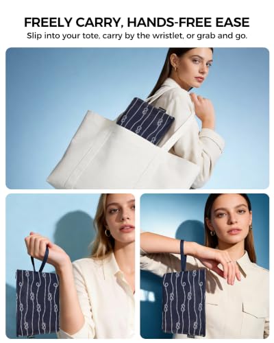 Image of Gloppie Small Makeup Bag for Purse Wristlet Cosmetic Pouch for Women Navy