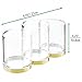 mDesign 3- Section Makeup Brush Organizer for Bathroom Vanity - Plastic Brush Holder for Makeup - Storage Cup for Eyeliner, Lipstick, Concealer - Cosmetic Holder, Lumiere Collection, Clear/Soft Brass