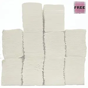 Ella M Fold Tissue Paper - Pack of 10 Packets (1000 Sheets) With Check Duster Cloth Free