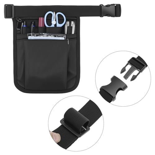QWORK® Krankenschwester Taschen Hüfttasche, Krankenschwester Organizer mit Verstellbarem Gürtel, für Schere Pflegeset Werkzeug - Schwarz
