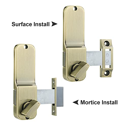 100% Mechanical Door Locks With Keypad Door Knob, Waterproof Keyless Entry Door Keypads Deadbolt Lock With Handle, Digital Outdoor Gate Combination Door Locks Set, Easy To Install (Antique Brass) #TOP6