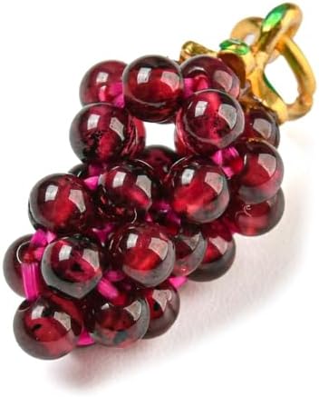 [BEROZA] 10個 3D ブドウ型 天然ガーネットペンダント ヒーリングクリスタルストーン フルーツチャーム ジュエリー製作用