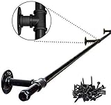  L.HPT Industrielle Windpfeife Wasserpfeife Treppengeländer 8ft, Schmiedeeisen Kindergarten Dachboden Unterhaltung Indoor & Outdoor Korridor Kanalwand Schwarzes Rohr Handlauf, mit Montagezubehör