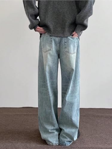 Image of GRECIILOOKS Men Jeans || Baggy Fit Jean's for Man || Loose Fit High Rise Denim || Stretchable Casual Wear Jean,s || Dance Rap Rapping Style Pant for Men || Denim Cotton Jeans