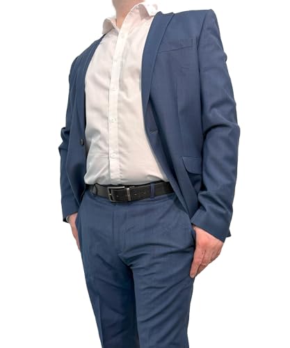 Executive Leather Men's Belt, Black, Self-Patterned Texture, 35mm Width, Chrome Buckle2