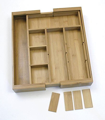 Lipper International 8882 Bamboo Wood Expandable To 18-3/4" Flatware Drawer Organizer With Removable Dividers #TOP6
