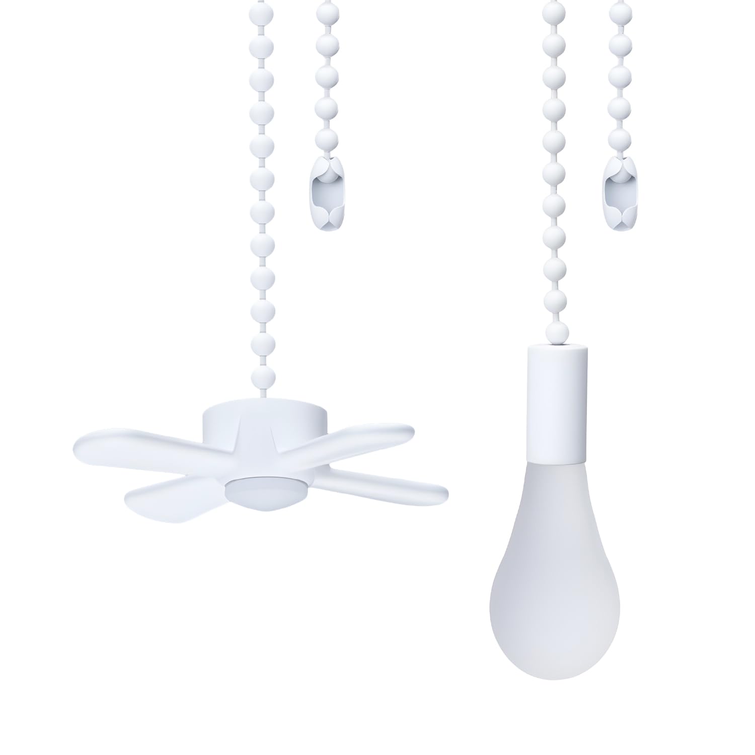 SmoTecQ Ceiling Fan Pull Chain Extender with Decorative Frosted Glass Bulb and Fan Cord, Fit All Standard 3mm Diameter Ceiling Fans and Light Fixtures Factory Pull (White)