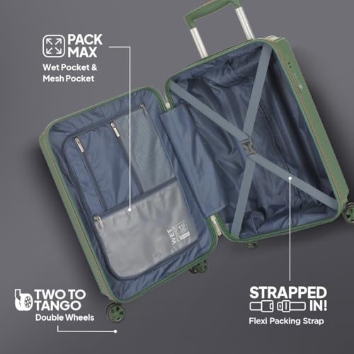Image of American Tourister Robotech Sport|Small Size Cabin Trolley Bag (55 cm)|360 8 Wheel Spinner Travel Luggage|Hard Case Polycarbonate Suitcase|Recessed TSA Lock|Dark Green