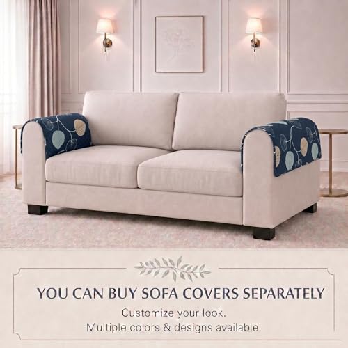 Image of STITCHNEST 'Frostvine Collection' Sofa Armrest Cover | Cotton Quilted Fabric, Washable & Durable for Modern Living (18 x 22 Inches)