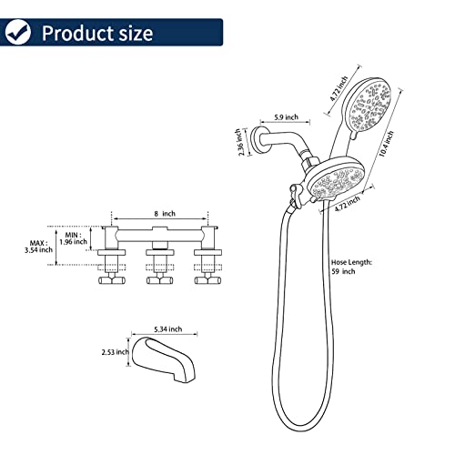 3 Handles Shower Faucet Set With Tub Spout Bathtub Shower Faucet Combo Set Shower System Complete Tub And Shower Trim Kit Matte Black #TOP7