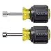 Klein Tools 610M Nut Driver, Stubby Set, Hex Sizes 1/4-Inch and 5/16-Inch, Hollow Shaft, Magnetic Tip, 2-Piece