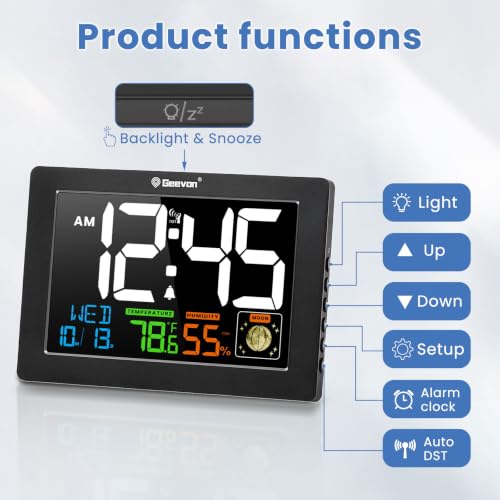 Geevon Atomic Clock 5.9" Color Display with Temp & Humidity - Image 3