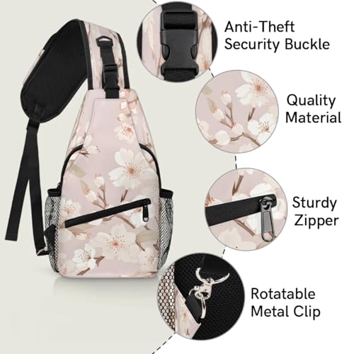 Bolso bandolera unisex con diseño floral 7.9x3.5x14.2 pulg miniatura 3