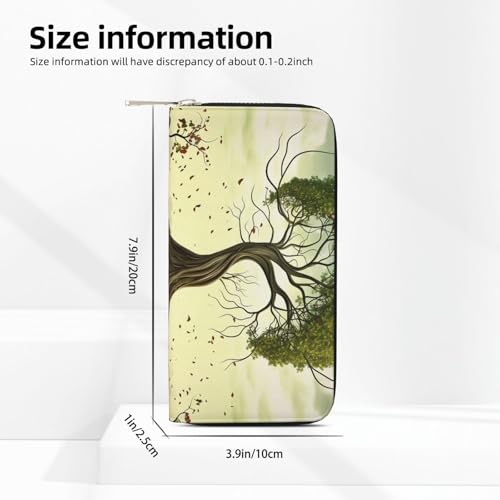 Trees Leather Wallet For Women Girl, Zip Around Credit Card Holder Long Pu Wallet Clutch Purse Waterproof Travel Handbag3